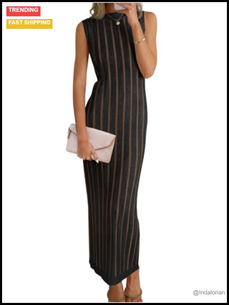 Sleeveless Ribbed Knit Mock Neck Maxi Sweater Dress